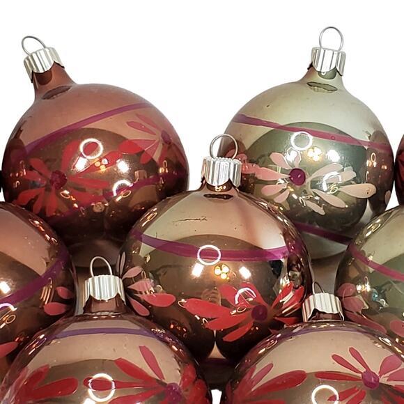 Vtg Martha Stewart MSE Christmas Ornament Painted Slivered Glass 3" Lot of 9 - Picture 8 of 12